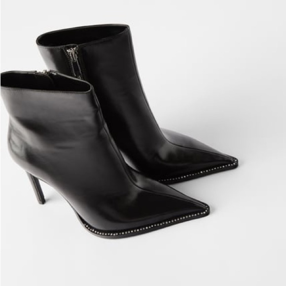 Zara 🖤🩶🖤Women Shiny High Heels Ankle Boots Size 39 - NWT - Picture 3 of 5